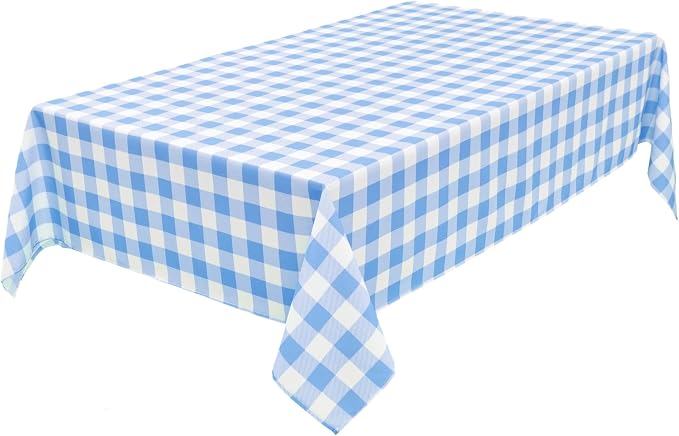 Classic Gingham Tablecloth Fabric - Oblong 58x120 Water Resistant Chequered Pattern Table Cloth for Indoor/Outdoor Use - Tabletop Cover for Birthday, Picnics, Gardens, and Parties