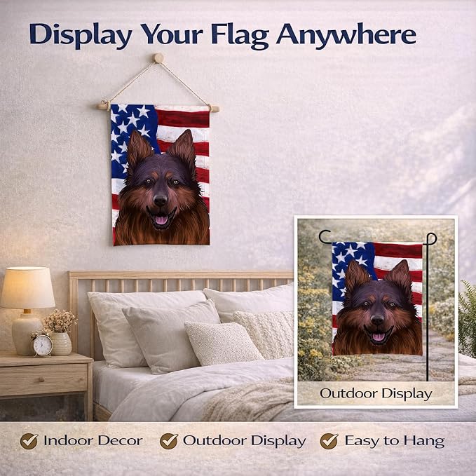 Caroline's Treasures CK6445GF Bohemian Shepherd American Flag Garden Flag Mailbox Flag Decorative Yard Flag Banner Outside Patio Artwork Yard Flower Beds, Garden Size, Multicolor