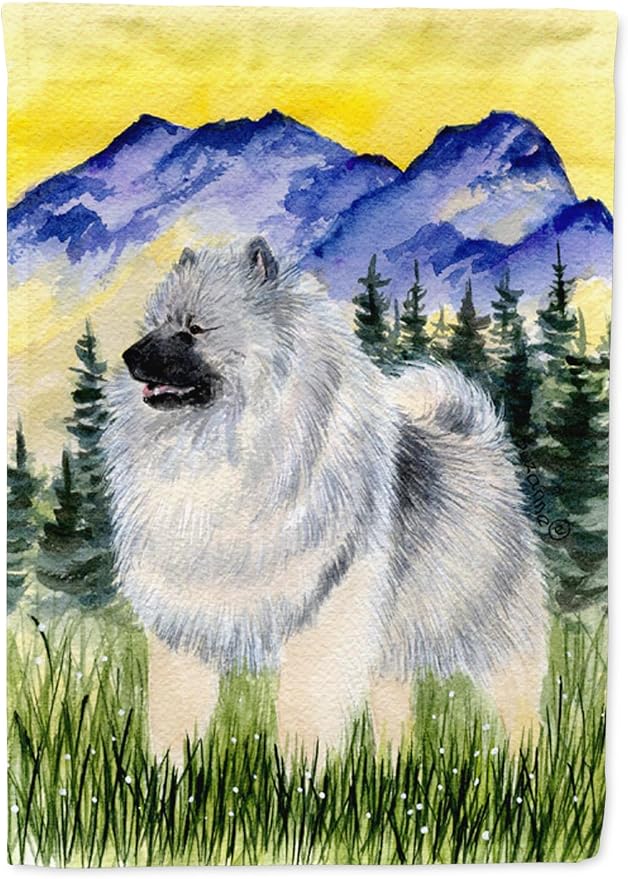 Caroline's Treasures SS8323GF Keeshond Garden Flag Mailbox Flag Decorative Yard Flag Banner Outside Patio Artwork Yard Flower Beds, Garden Size, Multicolor
