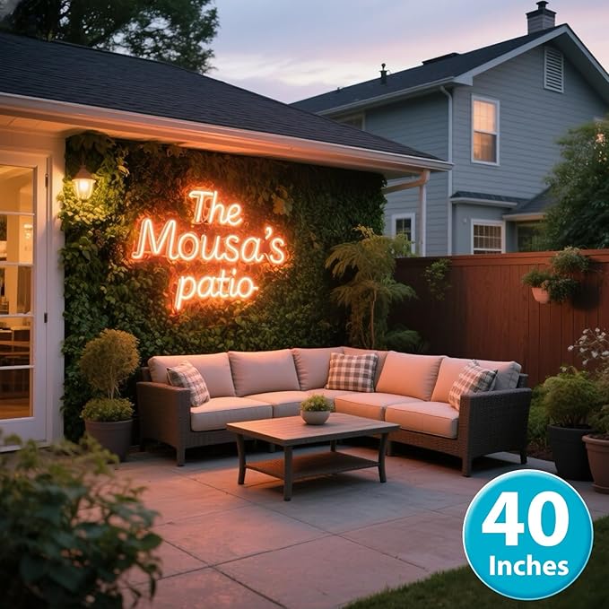 Large Custom Outdoor Waterproof Neon Sign for Patio, Outdoor Personalized Acrylic LED Neon Lights, IP67 Waterproof Customizable LED Lights for Backyard, Patio, Wedding, Pool, Business Wall Decor Good Vibes Friends Gifts