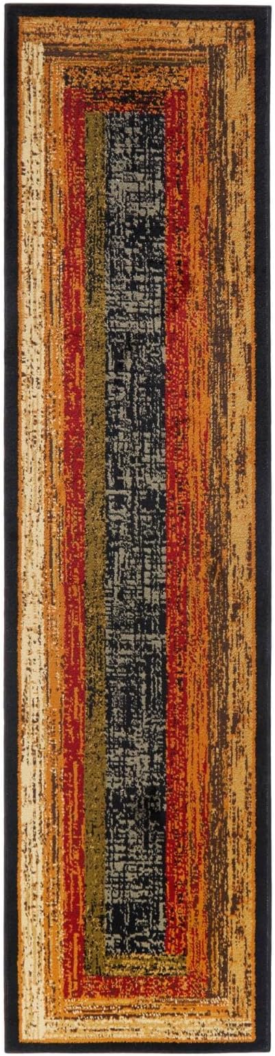 Home Dynamix Royalty Vega Contemporary Geometric Runner Area Rug, Black/Brown, 1'9"x7'2"