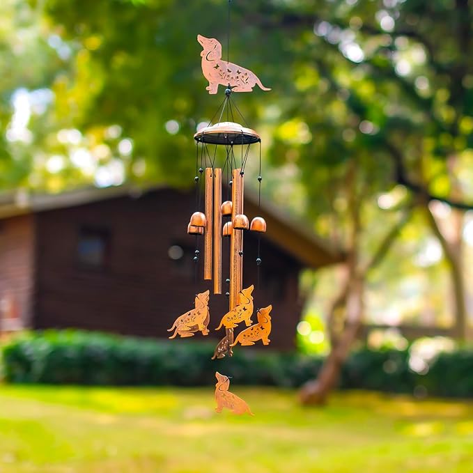 Dachshund Dog Wind Chimes for Outside,Dog Gifts for Women Men/Memorial Gift/Birthday Gifts Metal windchimes Outdoors/Indoors,Garden Decor,Patio,Home,Porch,Yard Decorations