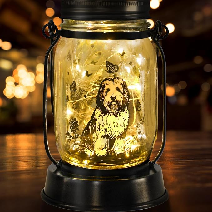kyoryuger Old English Sheepdog Gifts for Women/Men, Pet Solar Lanterns Old English Sheepdog Lover Lantern Pet Loss Dog Memorial Lights Solar Garden Decoration for Yard,Patio,Torches Lights