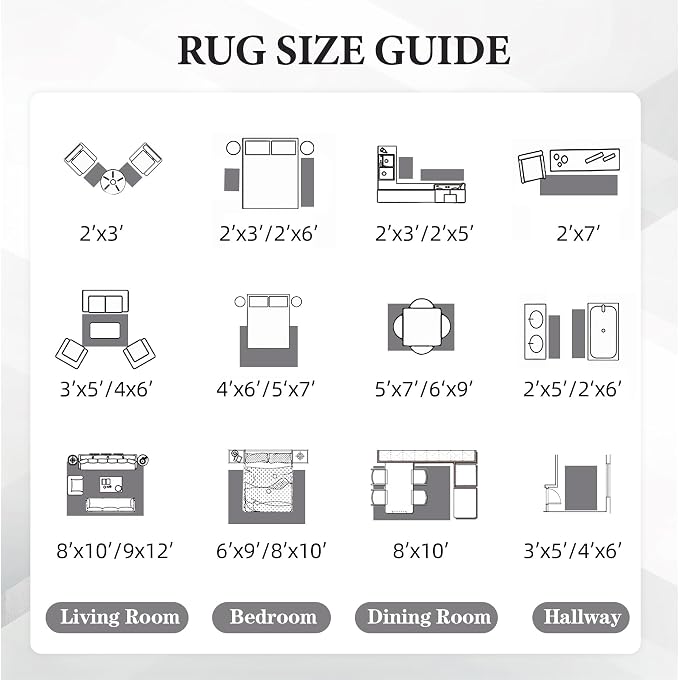 Area Rug for Living Room 9x12: Large Washable Boho Moroccan Rugs Geometric Neutral Rug, Non-Slip Foldable Morden Farmhouse Indoor Floor Carpet for Bedroom Dining Table Home（Black,9'X12'）