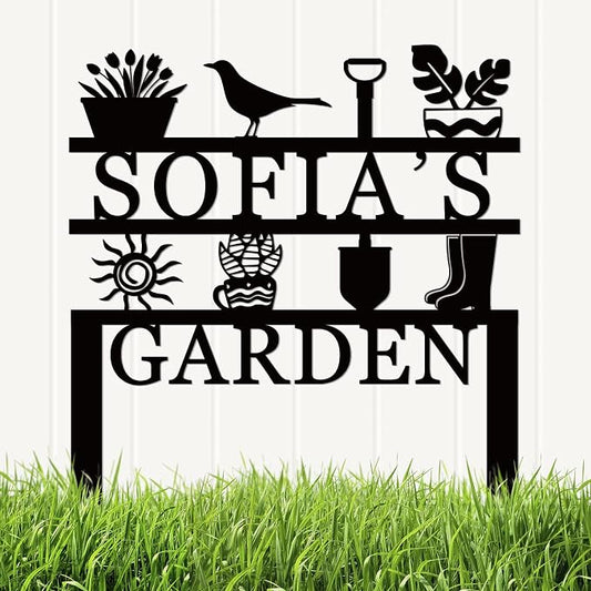 Customized Metal Garden Sign - Personalized Outdoor Address Plaque & Lawn Decoration Stake with Flower Design, Durable Weather-Resistant Garden Décor for Home, Yard, or Gift