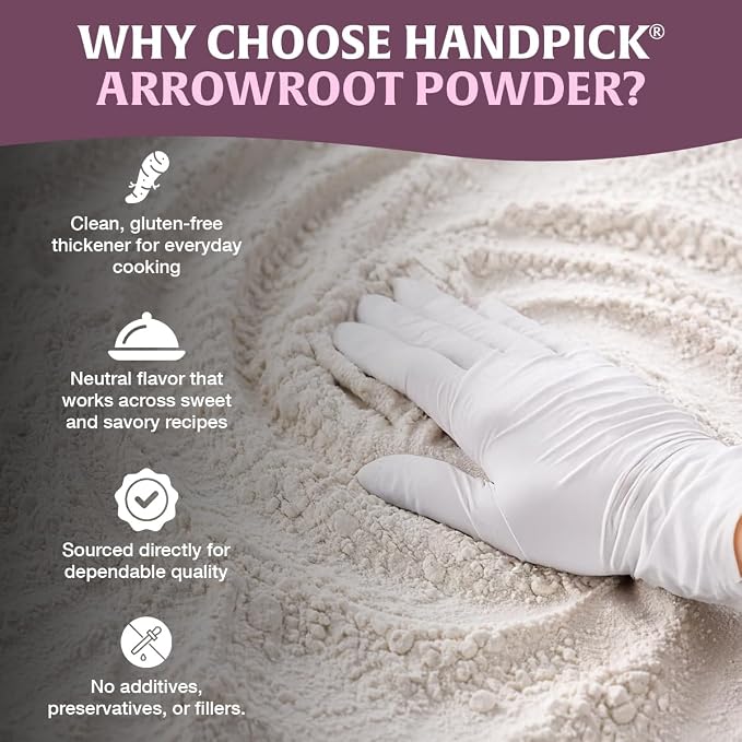 Arrowroot Powder (397g/14oz) Natural Thickener, Fine Ground | Wheat Flour Substitute | Non GMO, Gluten Free, Dairy Free | Neutral Flavor, Ideal for Baking/Cooking | Resealable Ziplock Pouch