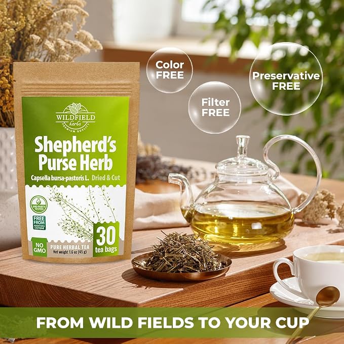 30 Bags Shepherd’s Purse Herb Tea (Capsella Bursa-Pastoris) - 30 Count 1.5g Bags Dried Shepherds Purse Herbal Tea