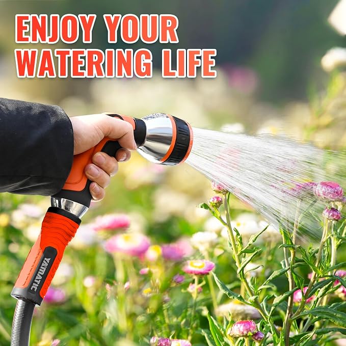 YAMATIC Short Garden Hose 5ft, 5/8" Leader Hose with Swivel Handle, Small Water Hose Extension, Solid Brass 3/4" Connection Fittings, Leak Proof for Reel, Gardening, Agriculture, Car Wash, Lawn