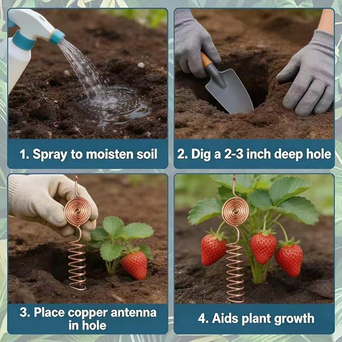 Electroculture Copper Gardening Antenna Kit，10-Gauge 99% Copper Wire Electroculture Plant Stakes Tensor Rings Kit (6 Pack)
