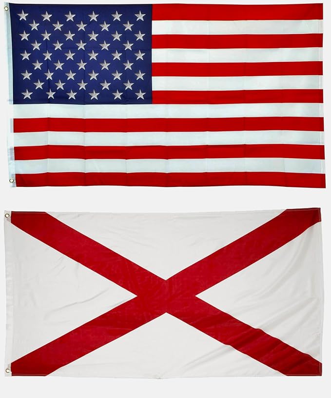 Shop72 American Flags for Outside, Set of Alabama State with 3x5 American Flag, For Outdoor and Indoor, Allegiance to USA, This Garden Banner Made Heavy Duty, Bandera De Estados Unidos