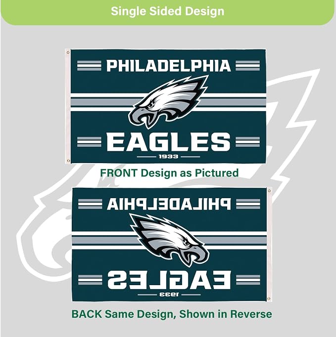 NFL 3 x 5 Outdoor Durable Flag with Grommets | Heavy Duty Flag & Banner for Outdoor Garden Patio Decoration | Indoor Wall Decor Flag for Room | Works with Flag Poles for Outside House (Philadelphia Eagles-Vintage)