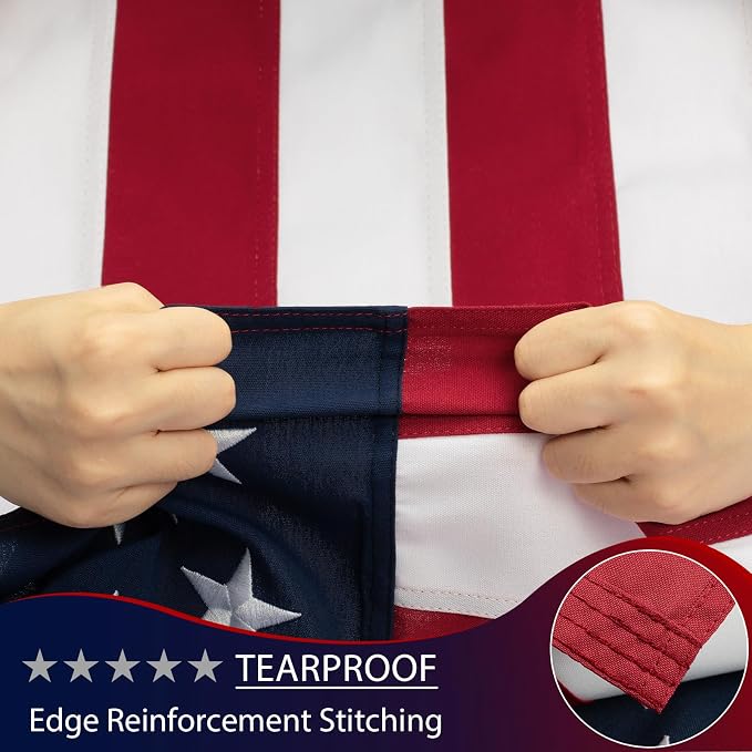 Chillchard 4x6 FT American Flags for Outside Heavy Duty - TearProof US Flag | Ultra Anti-Fade & Waterproof Outdoor Spun USA Flag Fly in High Wind with Embroidered Stars, Brass Grommets for All Weather