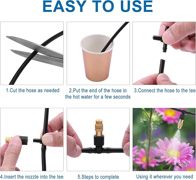40Pcs Three-Way Atomizing Nozzle Kit - Adjustable Sprinkler with Micro Spray Mister Emitters