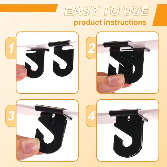 Vicenpal 100 Pair Drop Ceiling Hooks Bulk for Classrooms Hanging, Metal Suspended Track Tile Hooks Aluminum Heavy Duty T Bar Clips, Hold up to 20 Lbs for School Offices Plants Decorations (Black)