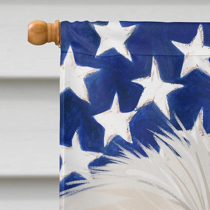 Caroline's Treasures CK6612CHF Maltese American Flag House Flag Large Porch Sleeve Pole Decorative Outside Yard Banner Artwork Wall Hanging, Polyester, House Size, Multicolor