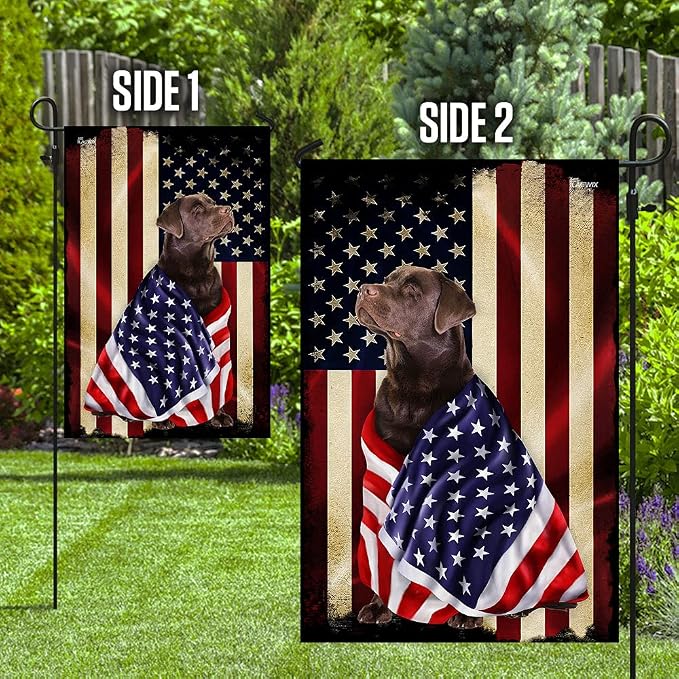 FLAGWIX Chocolate Labrador Retriever Flag - Outdoor Labrador Decorations, Garden Flag (11.5" x 17.5"), Heavy-duty Canvas American with Labrador Flag Dog Garden Decor