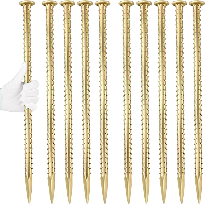 Besitu 16 Inch Rebar Stakes 1/2 Inch Diameter Galvanized Steel Ground Anchors Heavy Duty Anchoring Spikes for Speed Bump, Parking Curb and Tent (10 Pack)