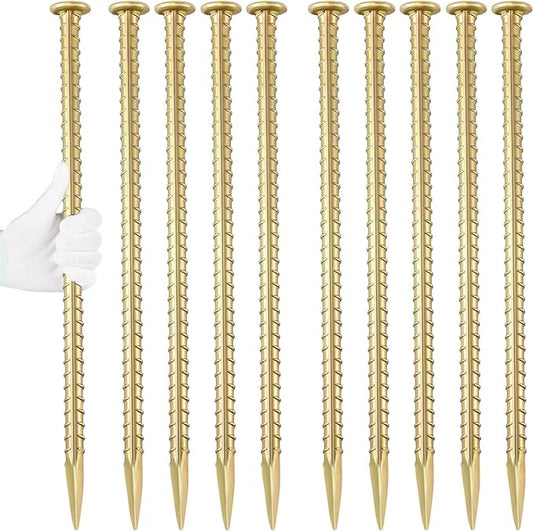 Besitu 16 Inch Rebar Stakes 1/2 Inch Diameter Galvanized Steel Ground Anchors Heavy Duty Anchoring Spikes for Speed Bump, Parking Curb and Tent (10 Pack)