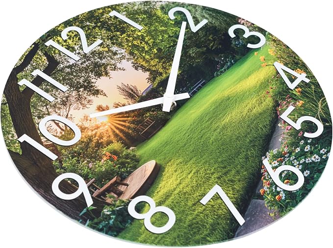 JoFomp Indoor Outdoor Wall Clock Waterproof, 14 Inch Garden Clock with Glass, Large Outdoor Clocks for Patio, Silent Outside Wall Clocks Battery Operated, Weatherproof Outdoor Clock for Pool Area Yard