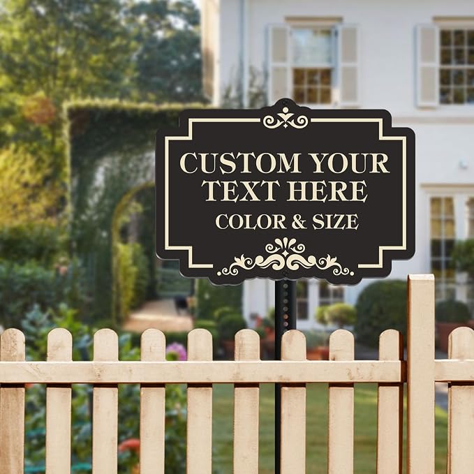 Custom Sign Outdoor Metal - Personalized Sign for Outside House,Deliver Delivers,Road,Pool,Yard,Garden,Porch,Backyard,Business,Fade Resistant Highly Visible 24 x 16 inch