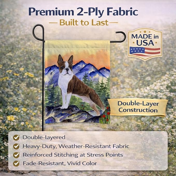 Caroline's Treasures SS8162GF Boston Terrier Garden Flag Mailbox Flag Decorative Yard Flag Banner Outside Patio Artwork Yard Flower Beds, Garden Size, Multicolor