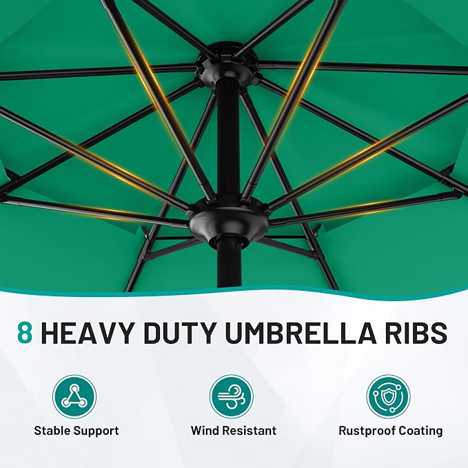 AreShark 10ft 2 Tiers Patio Umbrella - Outdoor Umbrella Waterproof UV Protection, Market Table Umbrella w/Push Button Tilt&Crank for Pool, Porch, Garden(Turquoise)