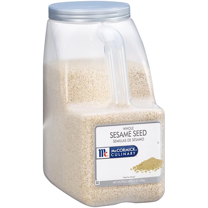 McCormick Culinary Whole Sesame Seeds, 5 lb - One Bulk 5 Pound Container of Whole Sesame Seeds Perfect for Stir-Fries, Sushi, Noodle Dishes, and Coatings for Meat and Fish