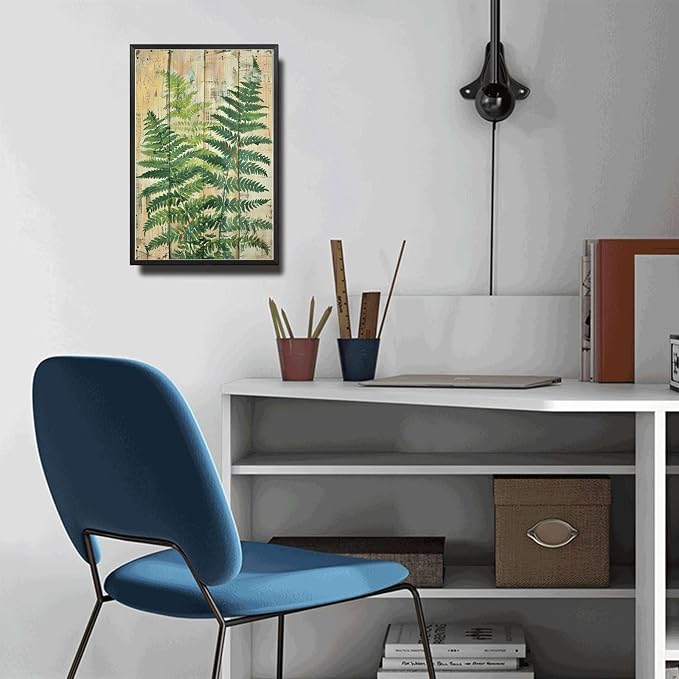 Metal Sign Tin Sign Vintage Wall Art Antique Botanical Fern Tin Sign for Rustic Wall Art Nature Inspired Spaces and Timeless Elegance Metal Garden Signs for Room 12×16 Inches with Metal Frame
