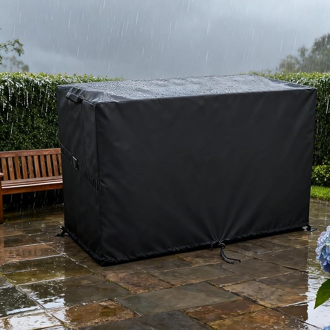 Outdoor Storage Box Cover，Waterproof Resin Storage Bin Cover Deck Box Covers-19.5"L x 44"W x 20"H