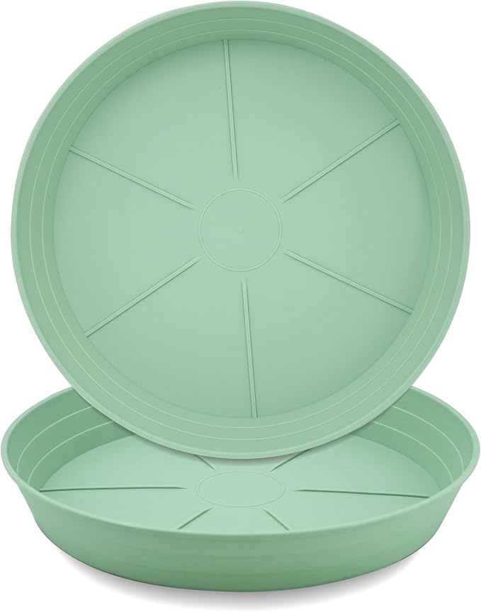 LWALRS Plant Saucer 14 Inch 2 Pack 6 8 10 12 14 16 18 20 25, Plastic Plant Trays for Pots，Extra-Deep Plant Water Dray Tray, Bird Bath Bowl, Heavy Flower Plant Saucers Indoors and Outdoor No Holes