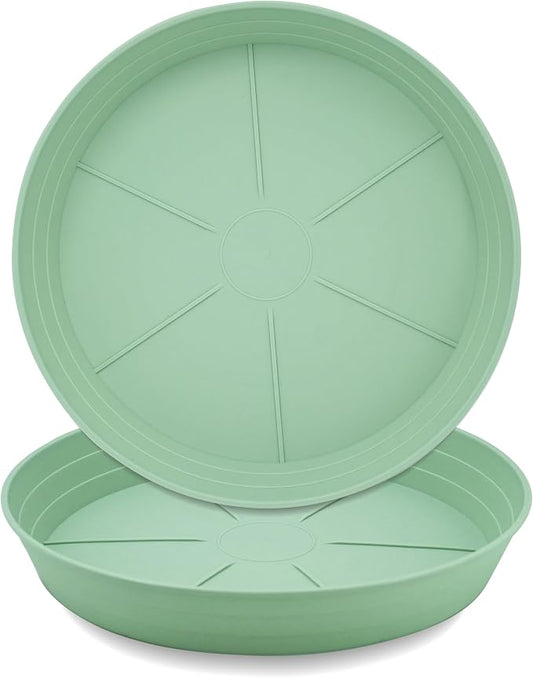 LWALRS Plant Saucer 14 Inch 2 Pack 6 8 10 12 14 16 18 20 25, Plastic Plant Trays for Pots，Extra-Deep Plant Water Dray Tray, Bird Bath Bowl, Heavy Flower Plant Saucers Indoors and Outdoor No Holes
