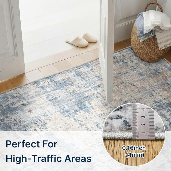 10x12 Area Rugs Washable Modern Abstract Living Room Bedroom Rug | Non Slip Soft Carpets Coastal Indoor Floor Stain Resistant Large Carpet for Bedroom Dining Room Farmhouse Nursery Office