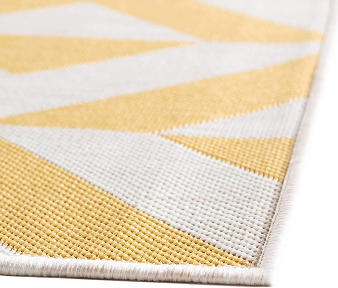 Unique Loom Outdoor Collection Area Rug - Napa (2' x 3' 1' Rectangle, Yellow/ Ivory)