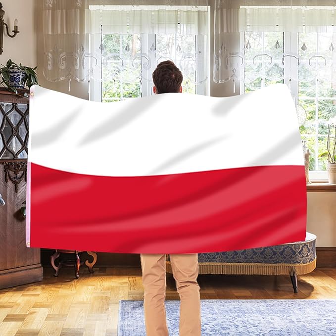 AhfuLife 2 Pcs Polish Flag Poland Flag 3x5 Ft, Large Polish National Flags for Outside - Double Side with Brass Eyelets for Olympic Party Decorations, Bar Garden Street Decoration Indoor Outdoor