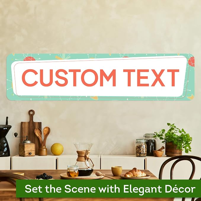 Custom Sign, Custom Street Sign, 11 Font Colors, 13 Font Styles, 4 Hole Options, 22 Sizes, 12x48 Inches, Rust Free DiBound, Fade Resistant, Made in USA by My Sign Center (Mid-Century Modern 2)