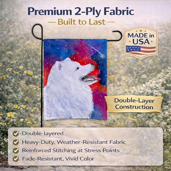 Caroline's Treasures SS8752GF Samoyed Garden Flag Mailbox Flag Decorative Yard Flag Banner Outside Patio Artwork Yard Flower Beds, Garden Size, Multicolor