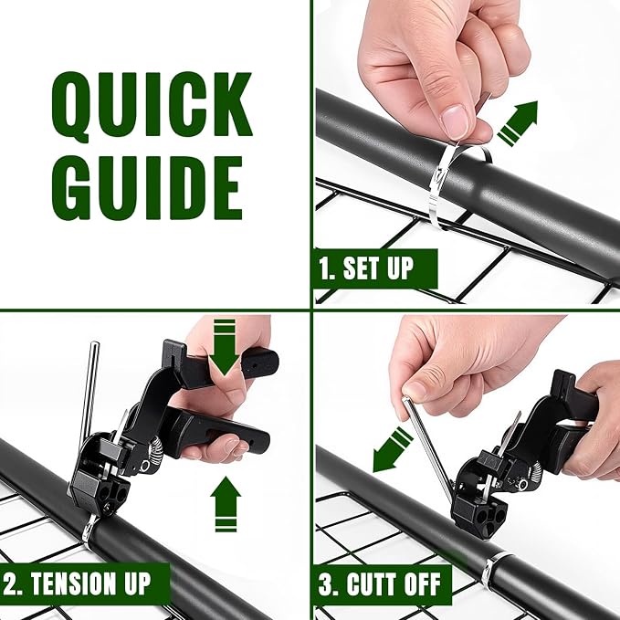 Stainless Steel Cable Tie Gun Kit,100pcs 11.8inch Metal Zip Ties | Self-Locking, UV & Corrosion Resistant, Stainless Steel Zip Ties for Fence, Exhaust Wrap, Chicken Coop, Farm Use