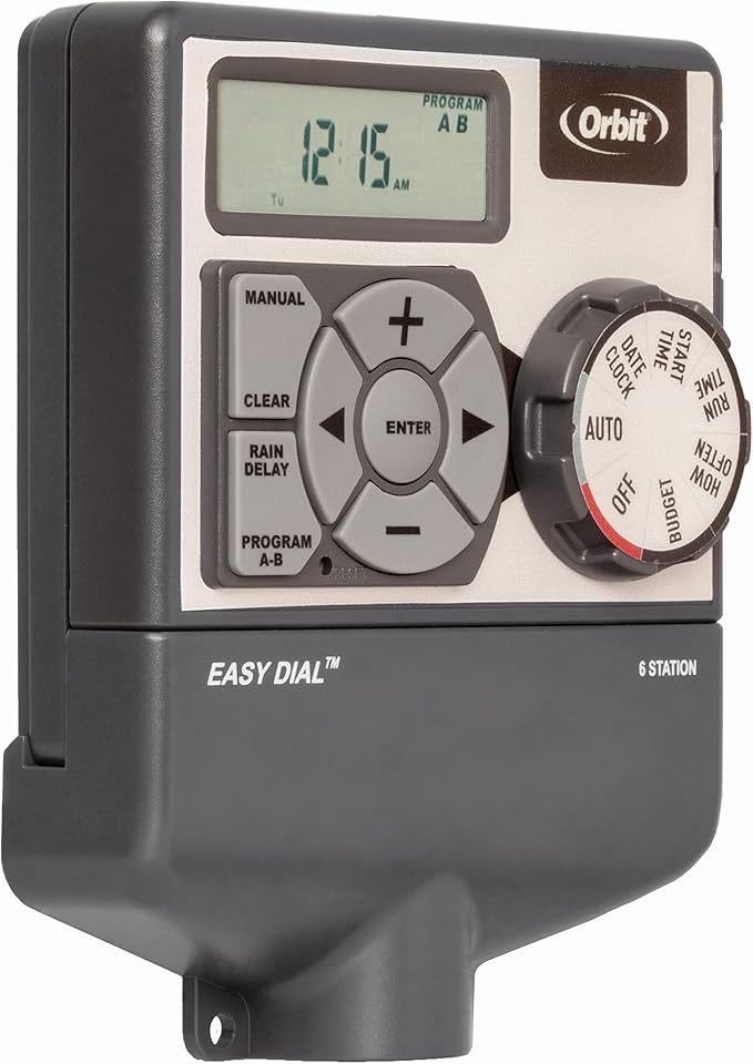 Orbit Easy Dial 6-Station Irrigation System Controller, Indoor, Grey, 28966