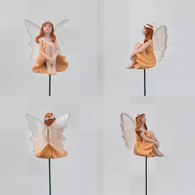 4 PCS Fairy Garden Decor Fairies, Glow in The Dark Yard Sculpture Lawn Ornament Mini Garden Art Outdoor Decor Accessories (4 Glow Fairy)