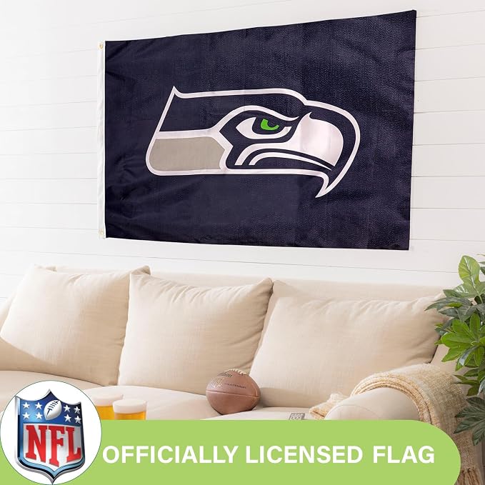 Team Sports America NFL Seattle Seahawks 3 x 5 Outdoor Durable Flag with Grommets | Heavy Duty Flag & Banner for Outdoor Garden Patio | Indoor Wall Decor Flag | Works with Flag Poles for House