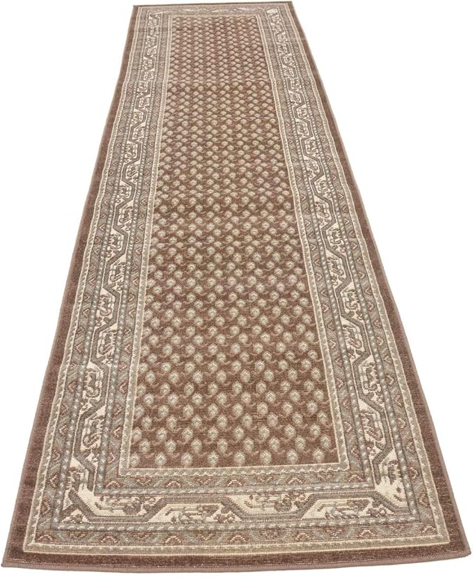 Unique Loom Williamsburg Collection Traditional Border with Dotted Center Area Rug, Runner 2' 9" x 9' 10", Brown/Beige