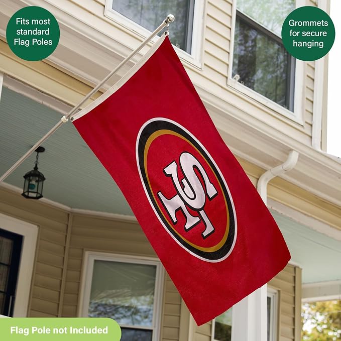 Team Sports America NFL San Francisco 49ers 3 x 5 Outdoor Durable Flag with Grommets | Heavy Duty Flag & Banner for Outdoor Garden Patio | Indoor Wall Decor | Works with Flag Poles for House