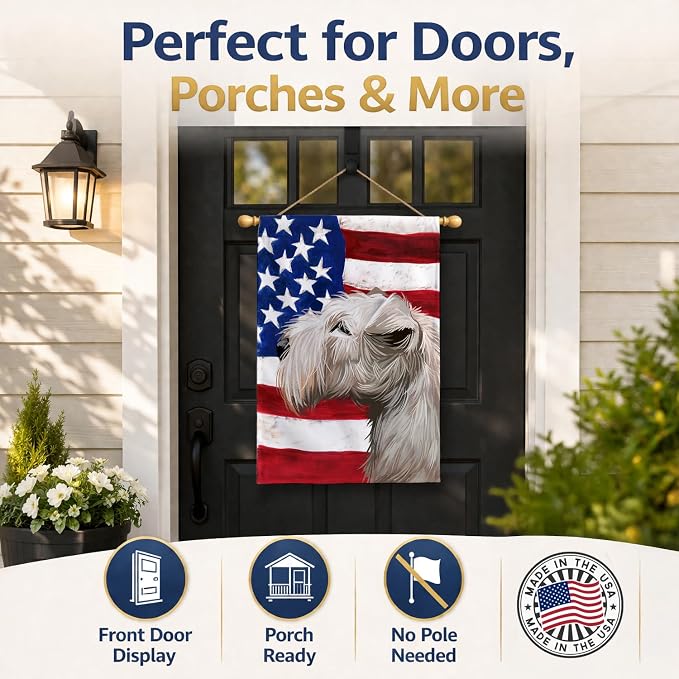 Caroline's Treasures CK6602CHF Lakeland Terrier American Flag House Flag Large Porch Sleeve Pole Decorative Outside Yard Banner Artwork Wall Hanging, Polyester, House Size, Multicolor