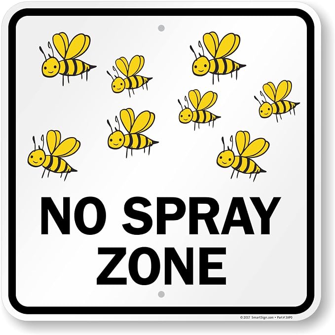 SmartSign 18 x 18 inch “No Spray Zone” Metal Sign with Pre-Cleared Holes, 80 mil Laminated Rustproof Aluminum, Black and Yellow, Made in USA