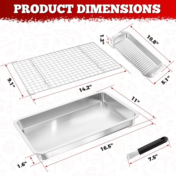 Grill Baskets 6-Piece Grill Baskets for Outdoor Grill Stainless Steel Grilling Basket BBQ Grilling Accessories for Grills Smokers Vegetable Grill Basket