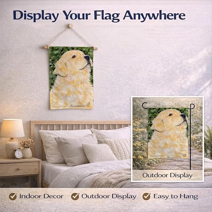Caroline's Treasures SS8810GF Golden Retriever Garden Flag Mailbox Flag Decorative Yard Flag Banner Outside Patio Artwork Yard Flower Beds, Garden Size, Multicolor