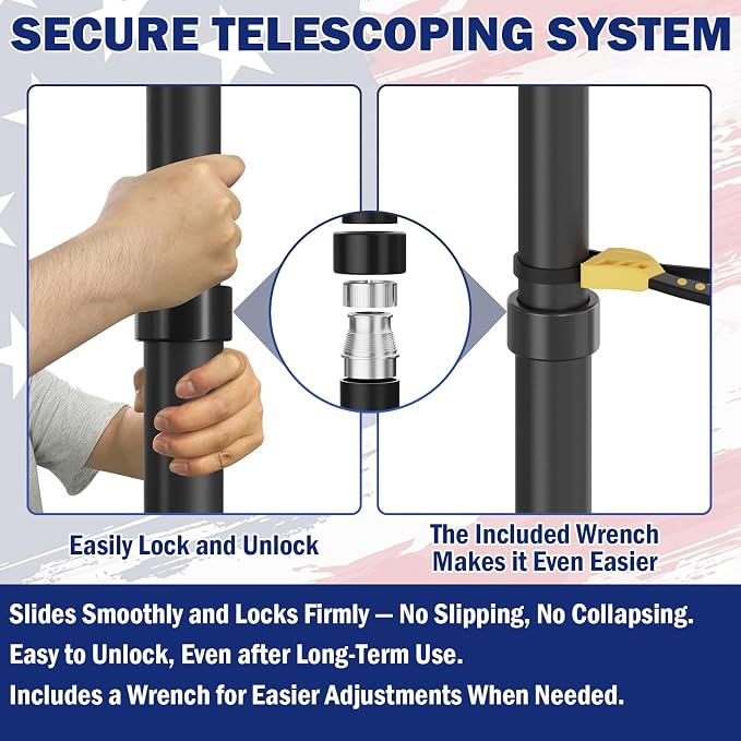 20FT RV Telescoping Flag Pole Kit, Heavy Duty 14-Gauge Aluminum Flagpole with Tire Mount Base, Portable Flag Kit for Camping, Tailgating, Trailer, and Outdoor Use