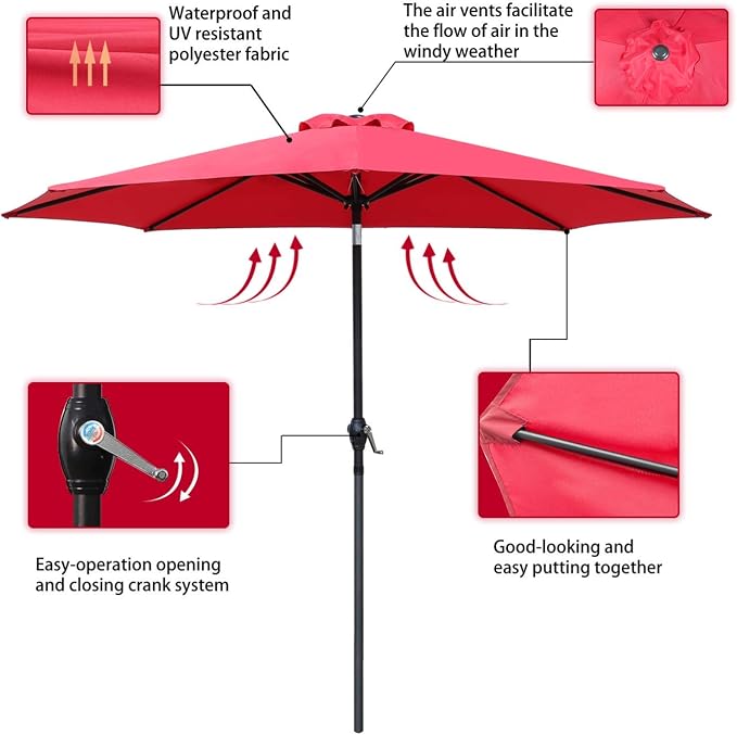 Greesum 10FT Cantilever Offset Patio Umbrella, Outdoor Umbrella for Yard, Market, Heavy-Duty Waterproof Pool Umbrella with 6 Sturdy Ribs, UV Protection for Beach, Deck, Garden, Backyard