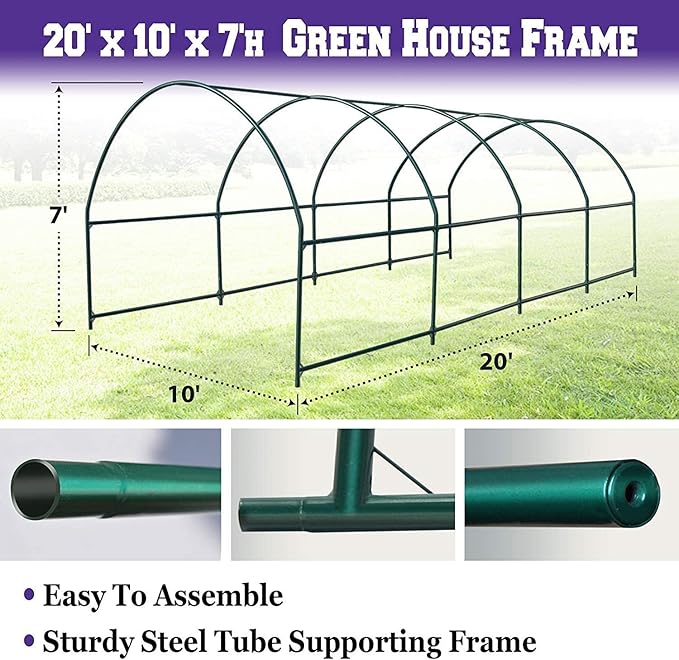 YardGrow Greenhouse Frames for Larger Hot Garden House Support Arch Frame Climbing Plants/Flowers/Vegetables (20'x10'x7')