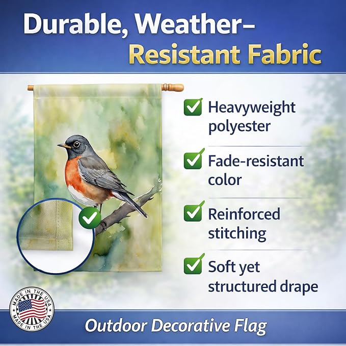 Caroline's Treasures Connecticut American Robin House Flag Large Porch Sleeve Pole Decorative Outside Yard Banner Artwork Wall Hanging, Polyester, House Size, Multicolor
